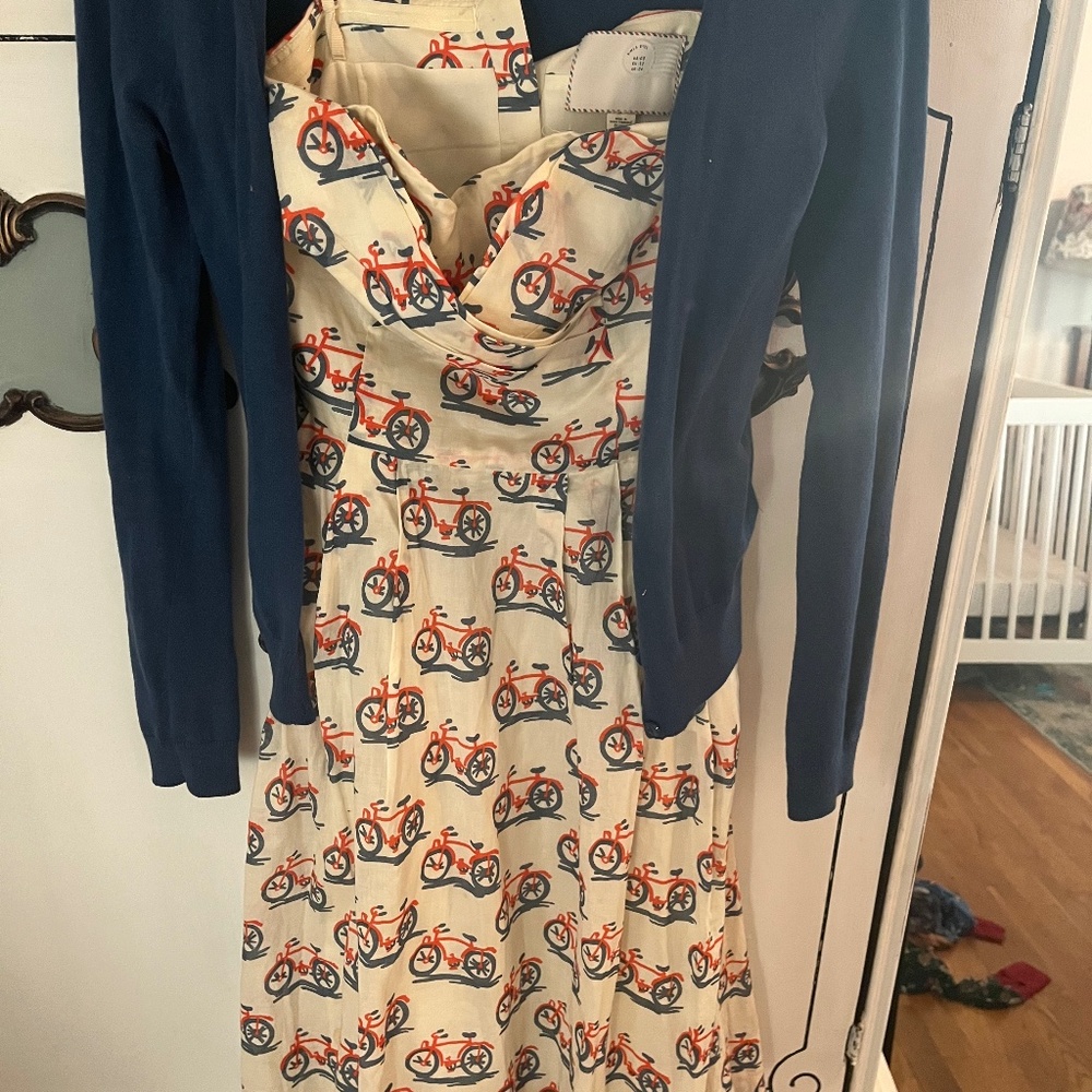 Vintage anthro bicycle dress with matching cardigan